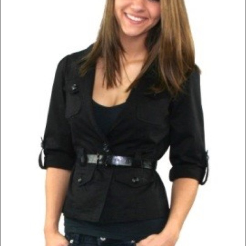 NWT Black Belted Jacket Blazer - Picture 2 of 8
